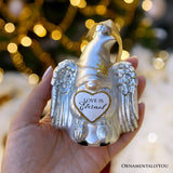 Love is Eternal Angelic Gnome Glass Ornament, White Angel Delicate Sentimental Tree Decoration