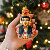 Majestic Cleopatra Glass Ornament, Egyptian Holiday Unique Handcrafted Christmas Decor