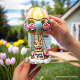 Springtime Voyage Easter Bunny Hot Air Balloon Figurine, 7" Charming Holiday Decor