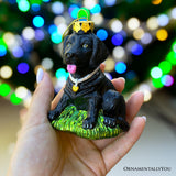 Black Lab Glass Christmas Ornament, Labrador Retriever Dog Gift