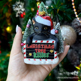 Christmas Tree Killer Funny Black Cat Glass Christmas Ornament, Whimsical Funny Tree Decor