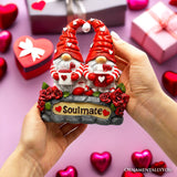 Soulmate Valentine Gnome Couple Solar Powered Figurine, 6" Romantic Room Statue Decoration