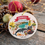 Artistic Hawaii State Themes and Landmarks Christmas Ornament