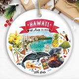 Artistic Hawaii State Themes and Landmarks Christmas Ornament