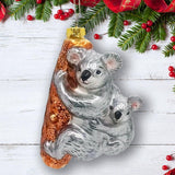 Koala Baby and Parent Glass Christmas Ornament