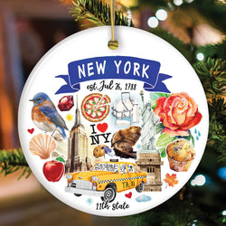 Artistic New York State Themes and Landmarks Christmas Ornament