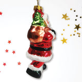 Festive Delivery Santa Claus Coming to Town Glass Christmas Ornament