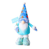 Frosty Elegent Winter Luxe Gnome Large Set, Festive Plush Holiday Blue Joyful Home Decor with Sequins