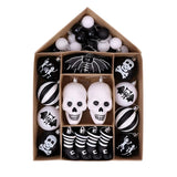 Halloween Skeleton Black and White Ornament Set