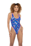 ElectroGlow Print High-Cut Bodysuit