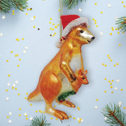 Kangaroo Glass Christmas Ornament