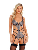 Strappy Metallic Crotchless Teddy