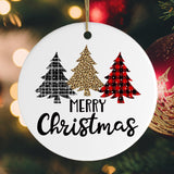 Merry Christmas Plaid Trees Ornament