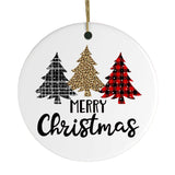 Merry Christmas Plaid Trees Ornament