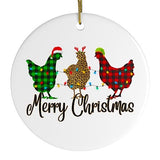 Plaid Rooster Merry Christmas Ornament