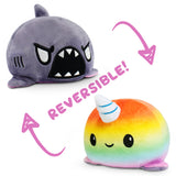 TeeTurtle Reversible Narwhal/Shark: Rainbow/Gray (Mini)