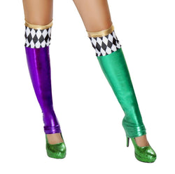 Pair of Purple and Green Metallic Leggings