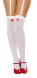 Pair of White Nurse Stockings with Red Cross