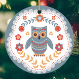 Scandinavian Owl Ornament, Ethnic Folk Boho Decoration, Mexican Style