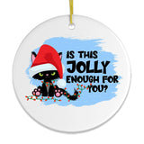 Funny Black Cat Cranky Christmas Humor Ornament