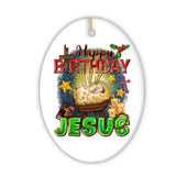 Happy Birthday Jesus Christmas Ornament, Nativity Religious Decor