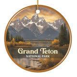 Grand Teton National Park Retro Style Ornament, Wyoming USA Tourist Attraction and Gift