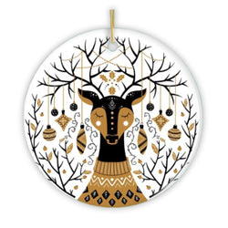 Vintage Nordic Winter Deer Ornament