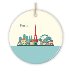 Paris Christmas Ornament, Landmarks in France Illustration