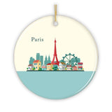 Paris Christmas Ornament, Landmarks in France Illustration