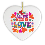 All We Need is Love Ornament, 1960s Hippy Psychedelic Style Christmas Decoration