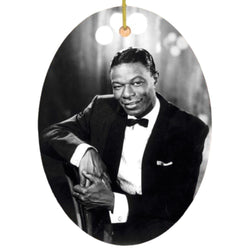 Vintage Nat King Cole Christmas Ornament, 1940s 1950s Black and White Jazz Decoration