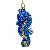 Exotic Seahorse Glass Christmas Ornament, Aquatic Beach Themed Nautical Decor