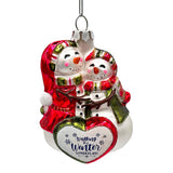 Heartwarming Snowman Couple Glass Ornament, Walking in a Christmas Wonderland Romantic Tree Decor