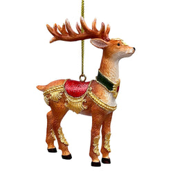 Majestic Deer in Gold Armor Ornament, Regal Christmas Tree Decor