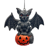 Spooky Gargoyle on a Pumpkin Ornament, Goth Halloween Themed Tree Decor