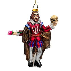 The Melancholy Prince William Shakespeare Glass Ornament, Unique Renaissance Italy Christmas Decor