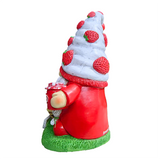 Charming Homestead Strawberry Gnome Garden Statue, 9.5" Farmhouse Style Unique Fruit Home Decor