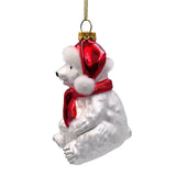 Classic White Polar Bear Glass Christmas Ornament