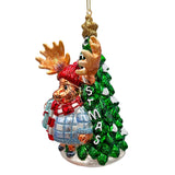 Cozy and Cute Sweater Moose Glass Christmas Ornament, Farmhouse Elk Tree Decoration