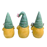 Garden Guardians Set of Three 6" Gardening Gnome Figurines, Floral Green and Yellow Statue Decor