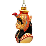 Majestic Cleopatra Glass Ornament, Egyptian Holiday Unique Handcrafted Christmas Decor