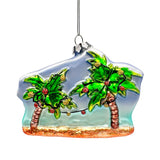 Merry Beachmas Christmas Palm Tree Glass Ornament, Xmas in July Tropical Decor