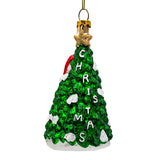 Santa with Woodland Animals Glass Christmas Ornament, Handblown Tree Decor