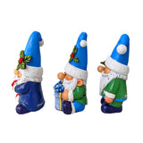 Sky Blue Hat Festive Holiday Gnome Set of Three Miniature Christmas Tabletop Figurine Statues