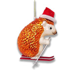 Skiing Hedgehog Christmas Glass Ornament