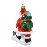 Black Santa and His List Glass Christmas Ornament, African American Tree Decor