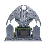 Grave Guardian Gargoyle Figurine, 7" Solar Powered Gothic Halloween Garden Statue