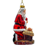 Innocent Santa and Baby Jesus Handblown Glass Christmas Ornament, Nativity Christian Holiday Decor