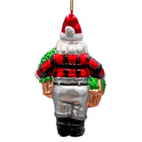 Wholesome Santa the Vegetable Farmer Glass Christmas Ornament, Farm Style Holding Potatoes, Lettuce, and Tomatoes