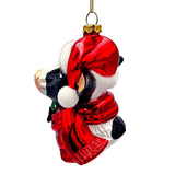 Festive Cow in Wreath Blown Glass Christmas Ornament, Farmhouse Theme Tree Decoration